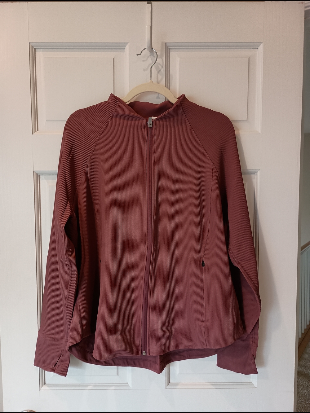 Athleta Mauve Ribbed Salutation Full-Zip Jacket